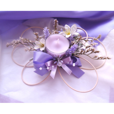 Ratanový svícen levandulový