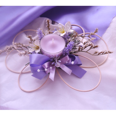 Ratanový svícen levandulový