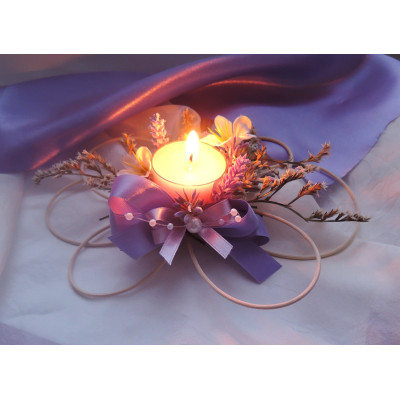 Ratanový svícen levandulový