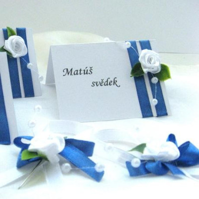 Svatební  vývazek modrobílý