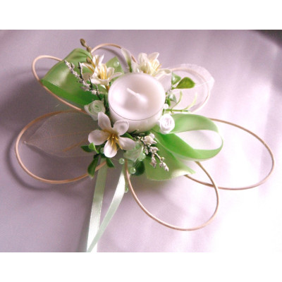 Ratanový svícen zelenkavý v dárkovém balení