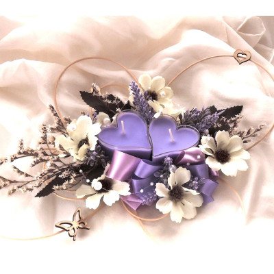 Ratanový dvojsvícen levandulový větší