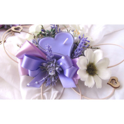 Ratanový svícen levandulový - srdíčko