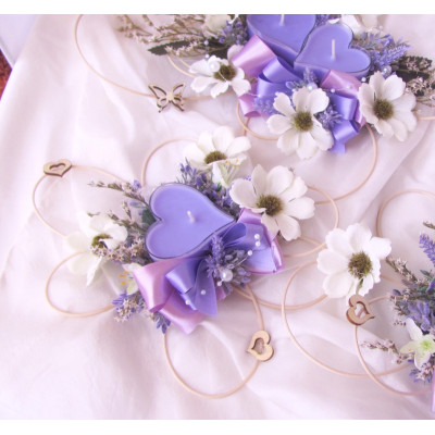 Ratanový svícen levandulový - srdíčko