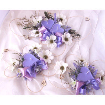 Ratanový svícen levandulový - srdíčko