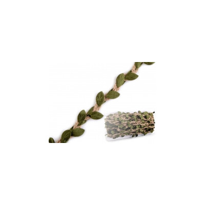 Jutový prýmek šíře 25 mm  s listy