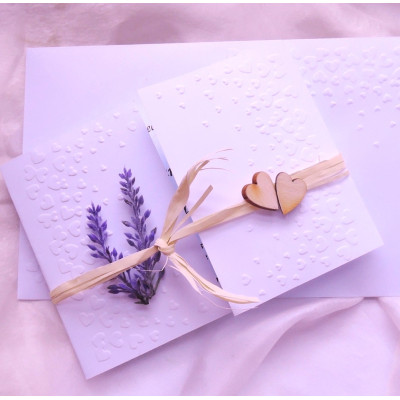 svatební oznámení "Srdíčka s levandulí"