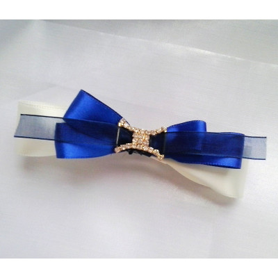 sponka do vlasů- modrá a ivory