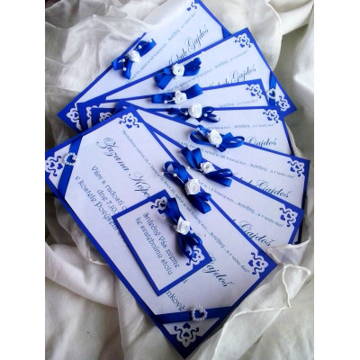 luxusní svatební oznámení "tmavě modré ornamenty"