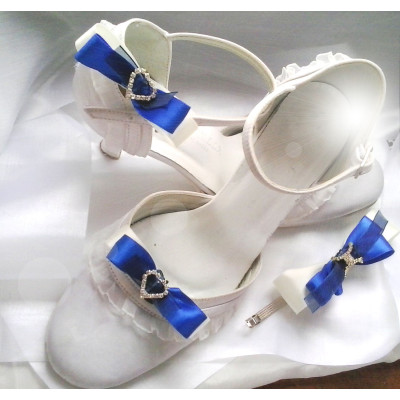 sponka do vlasů- modrá a ivory