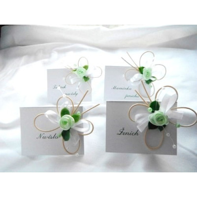 Svatební jmenovky - zelenobílí motýlci