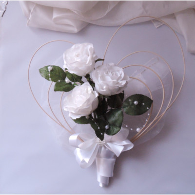 Svatební auto - srdce+šerpa s mašlemi "Růže" 