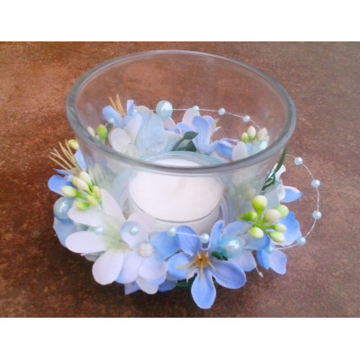 Svícen na čajovou svíčku celoroční -modrý