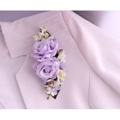 svatební brož "Fialová s bílou"