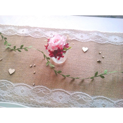 Jutový běhoun s krajkou 3m