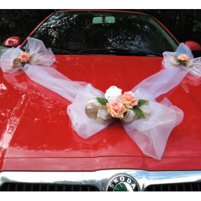 šerpa organzová- přírodní s růžičkami 2