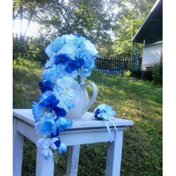 Svatební kytice- Modrá romance (umělá)