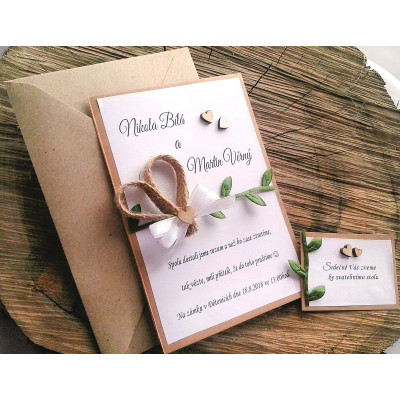 Svátební oznámení - přírodní s lístky
