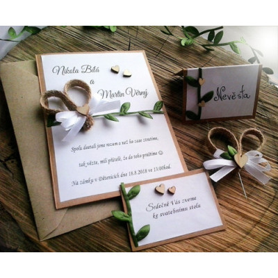 Svátební oznámení - přírodní s lístky