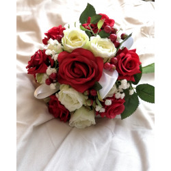 Svatební kytice- umělá červenobílá