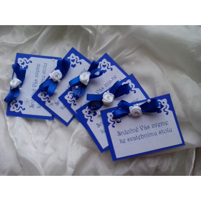 Pozvánka ke svatebnímu stolu "modrý ornament"