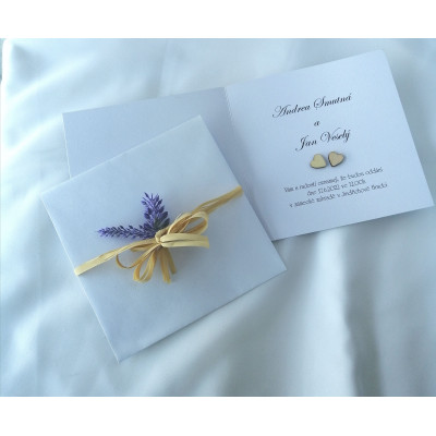 Svatební oznámení čtvercové levandulové