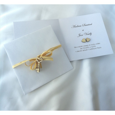 Svatební oznámení čtvercové s klíčem