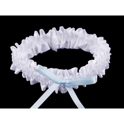 Saténový podvazek širší modrobílý