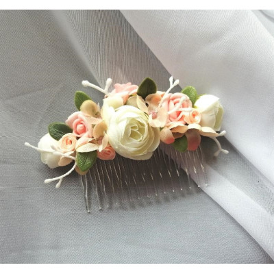 hřebínek do vlasů "meruňka v růžích""