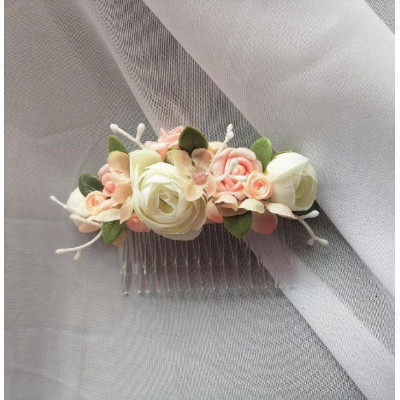 hřebínek do vlasů "meruňka v růžích""