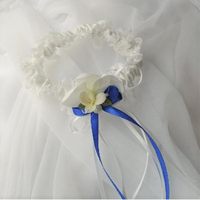 Svatební podvazek krajkový s orchidejkou