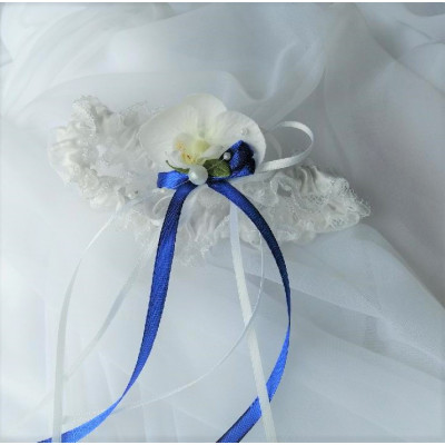 Svatební podvazek krajkový s orchidejkou