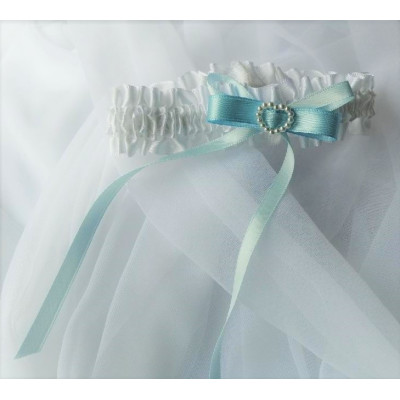 Saténový podvazek se srdíčkem