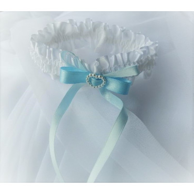 Saténový podvazek se srdíčkem