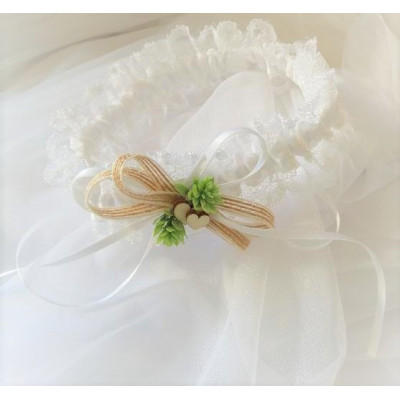 Svatební podvazek krajkový přírodní
