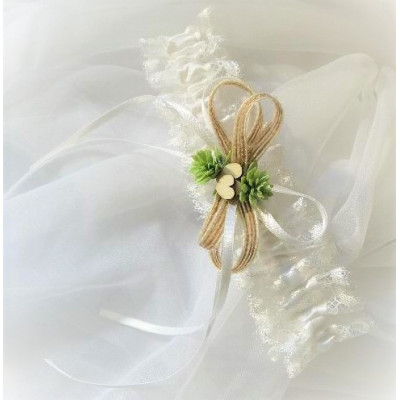 Svatební podvazek krajkový přírodní