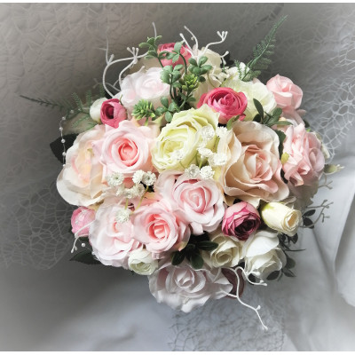Svatební kytice romantická -umělá