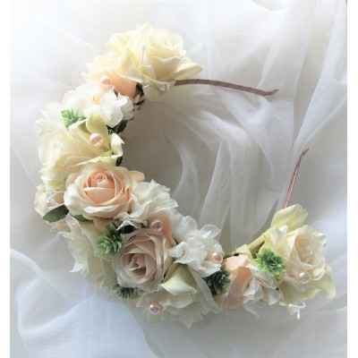 Čelenka do vlasů "meruňkové růže"- velká