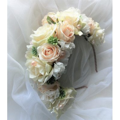 Čelenka do vlasů "meruňkové růže"- velká