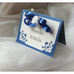 Svatební jmenovky - modré ornamenty