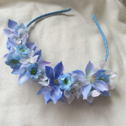 čelenka květinová -modré tóny