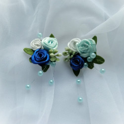 Náušnice - květinové modré tóny