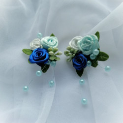 Náušnice - květinové modré tóny