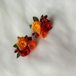Náušnice - květinové ohnivé