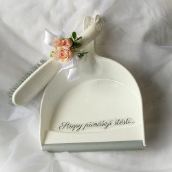 Svatební lopatka a smetáček- květinová růžová