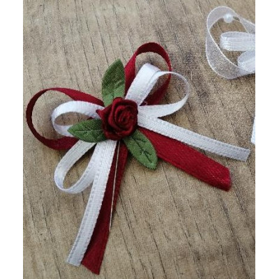 Svatební vývazky - vínové s růžičkou