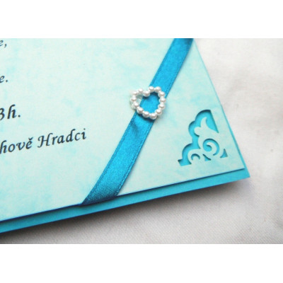 luxusní svatební oznámení "modré ornamenty"