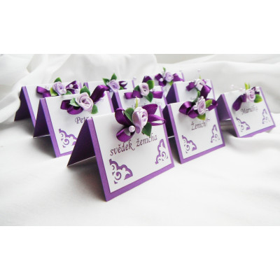 jmenovka- fialové ornamenty