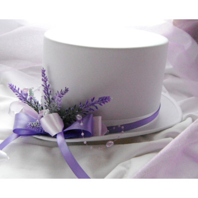 autokorsáž- bílý cylindr levandulový +šerpa