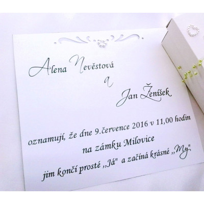 Svatební oznámení v krabičce kopretinové